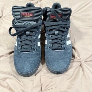 adidas Busenitz Black Suede Sneakers with White Stripes